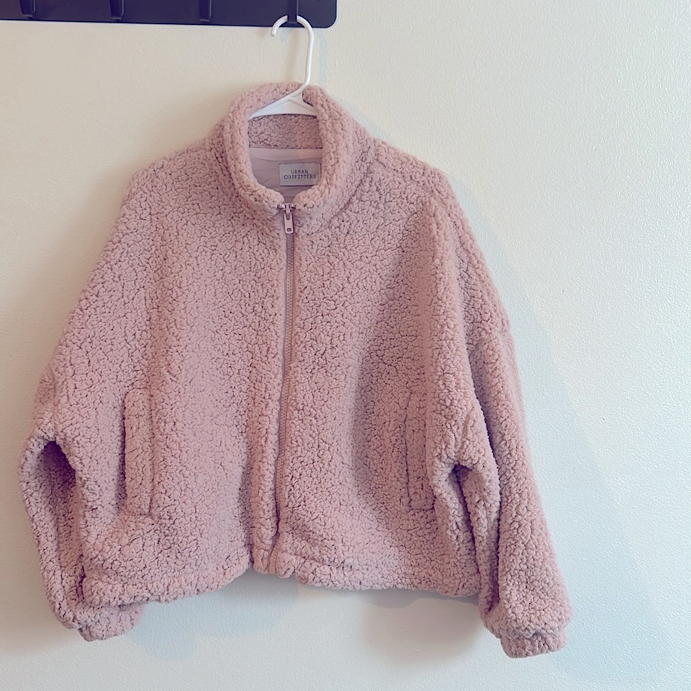 Urban Outfitters Pretty Pink Comfy Fleece Oversized Cropped Jacket... Size: XL